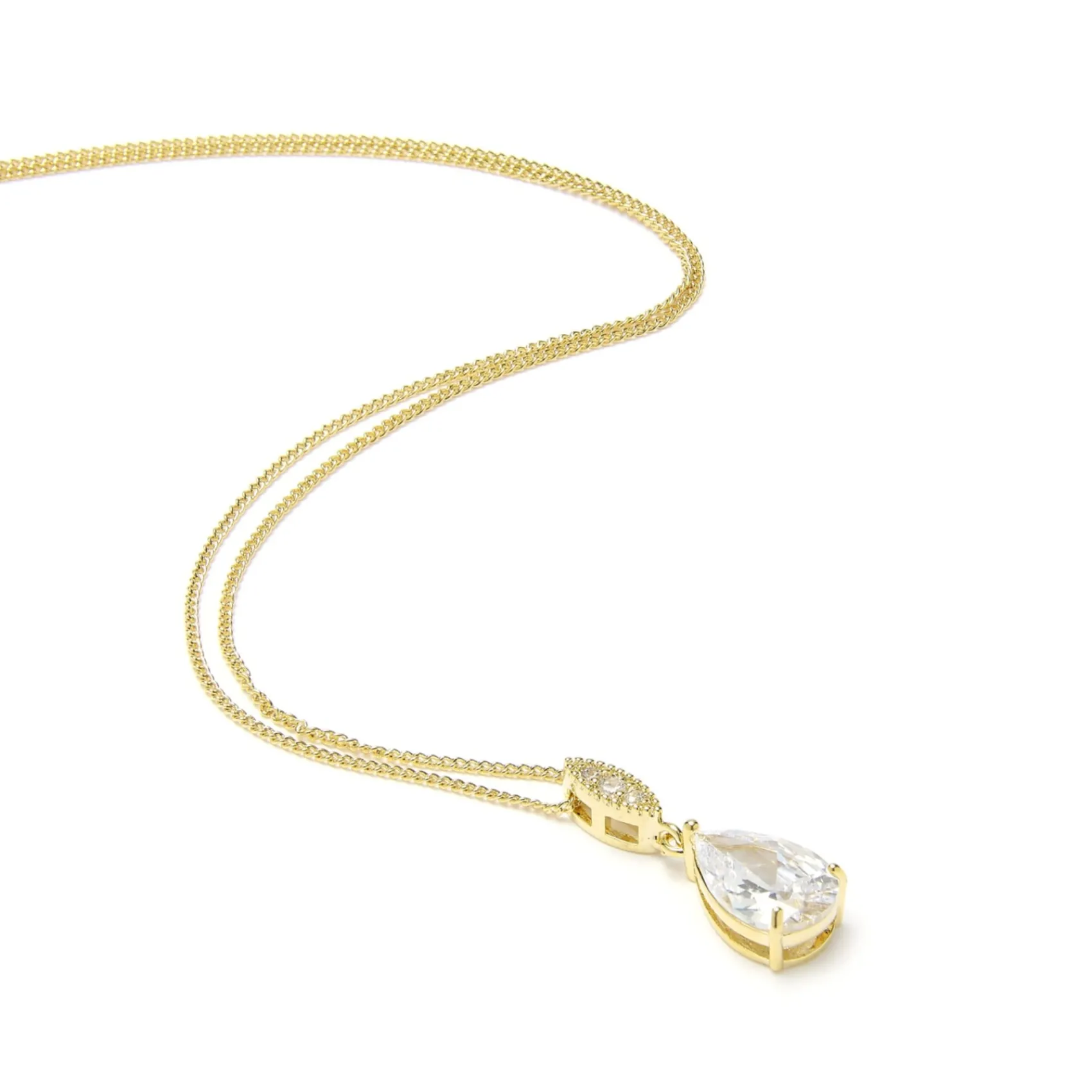 Lace & Favour Gold Prom Jewellery | Prom Necklaces*Ellie Gold Teardrop Crystal Pendant