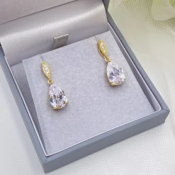 Lace & Favour Gold Prom Jewellery | Prom Earrings*Ellie Gold Teardrop Crystal Earrings