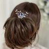 Lace & Favour Something Blue Gifts | Pearl Hair Accessories*Ellie Pearl Cluster Wedding Hair Pin (Sapphire) Ivory/ Sapphire/ Silver