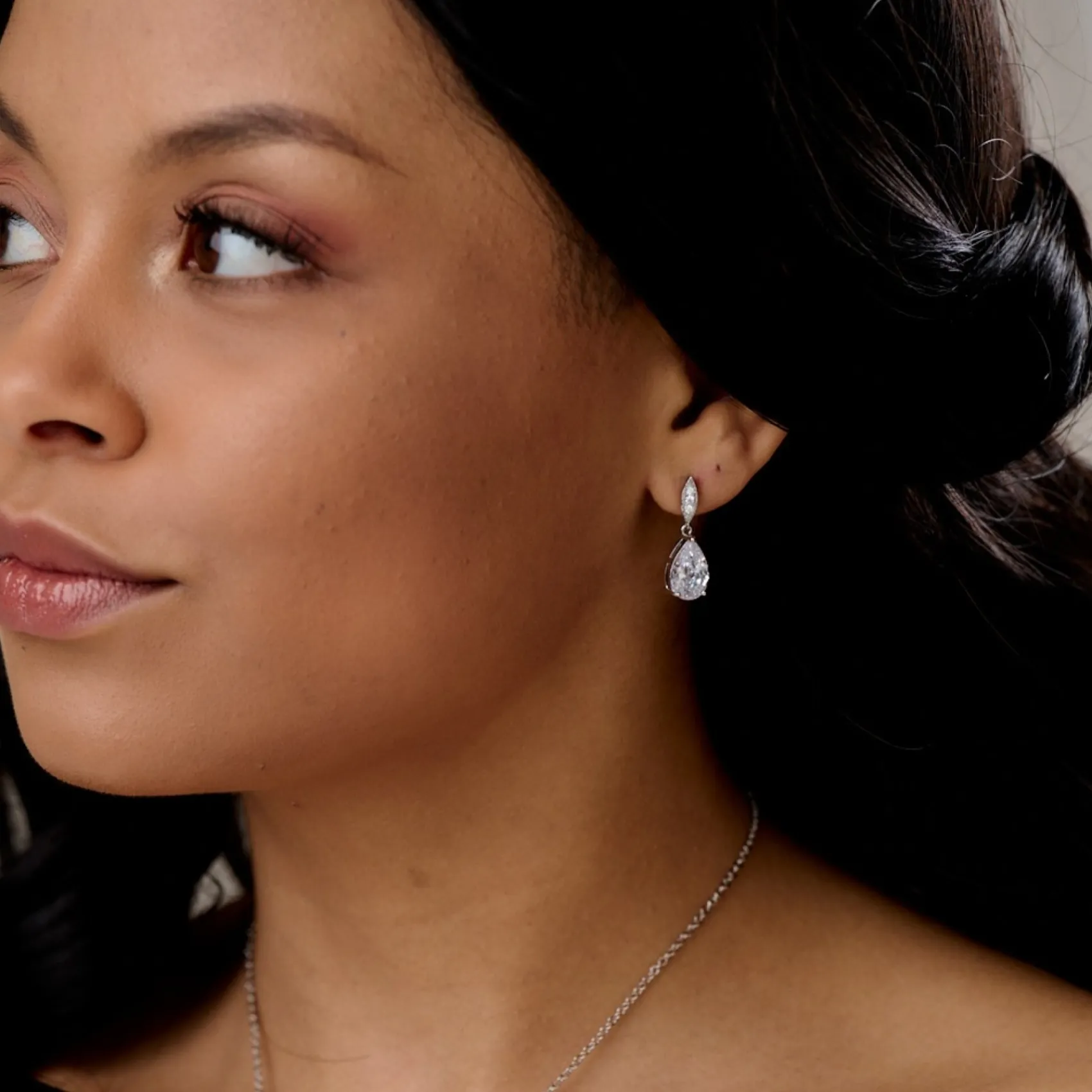 Lace & Favour Silver Prom Jewellery | Prom Earrings*Ellie Silver Teardrop Crystal Earrings