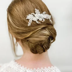 Beads & Beyond Vintage Headpieces | Pearl Hair Accessories*Elouise Beaded Leaves and Ivory Pearl Vintage Inspired Hair comb Ivory/Silver