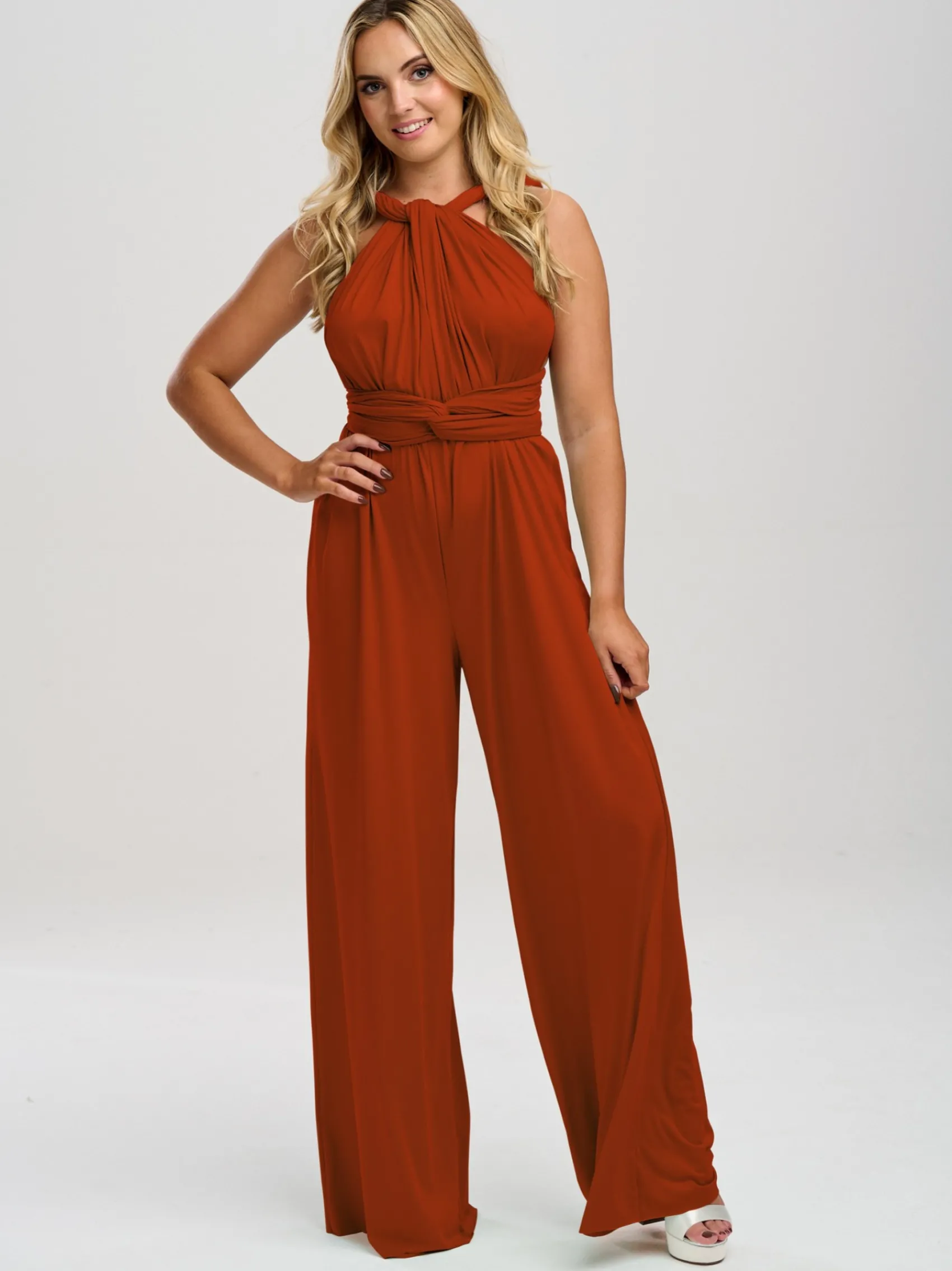 Lace & Favour Multiway Bridesmaid Jumpsuits*Emily Rose Multiway Bridesmaid Jumpsuit Rust
