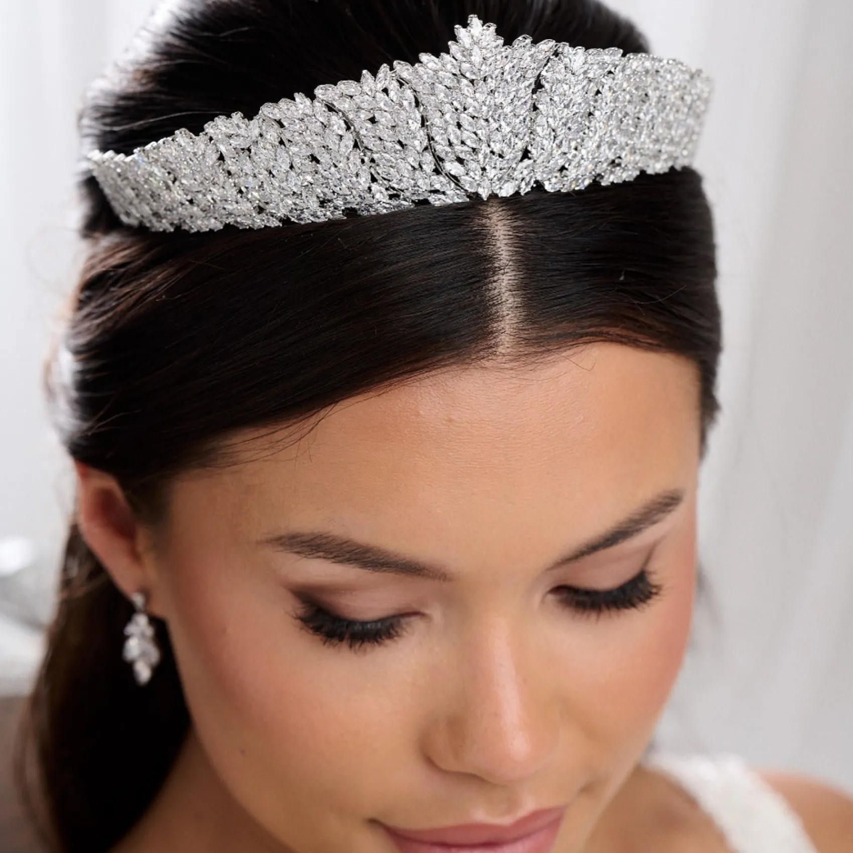 Lace & Favour Crystal Hair Accessories | Silver Hair Accessories*Empress Statement Cubic Zirconia Crystal Bridal Tiara Silver