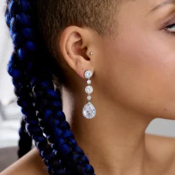 Lace & Favour Silver Prom Jewellery | Prom Earrings*Eternal Chandelier Crystal Wedding Earrings Silver