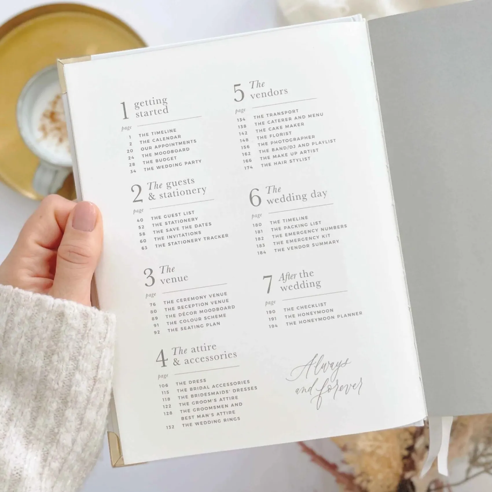Blush & Gold Wedding Planner Books | Engagement Gifts*Eucalyptus Luxury Wedding Planner Book with Gilded Edges | L&F White/ Pale Green