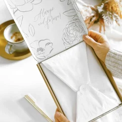 Blush & Gold Wedding Planner Books | Engagement Gifts*Eucalyptus Luxury Wedding Planner Book with Gilded Edges | L&F White/ Pale Green