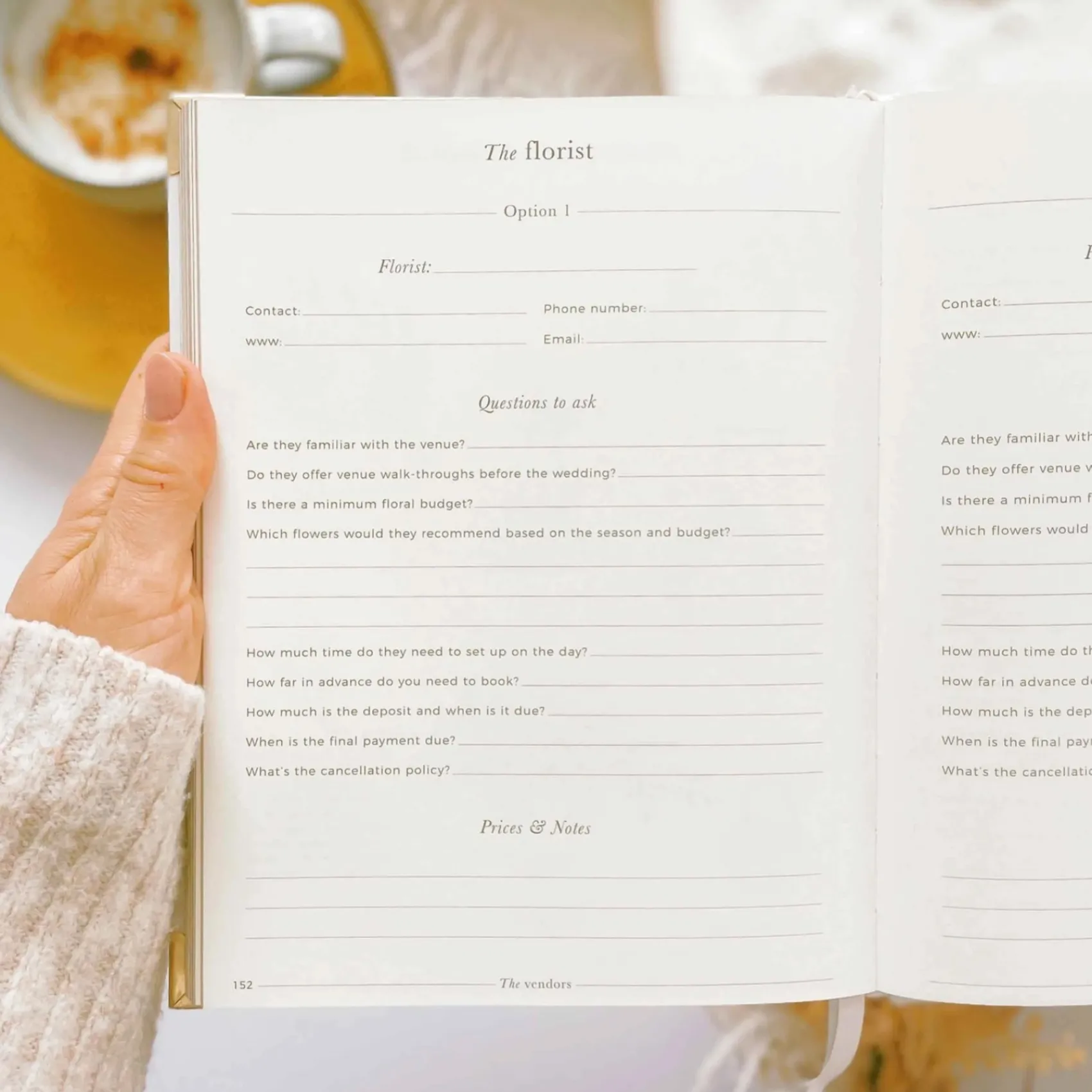 Blush & Gold Wedding Planner Books | Engagement Gifts*Eucalyptus Luxury Wedding Planner Book with Gilded Edges | L&F White/ Pale Green