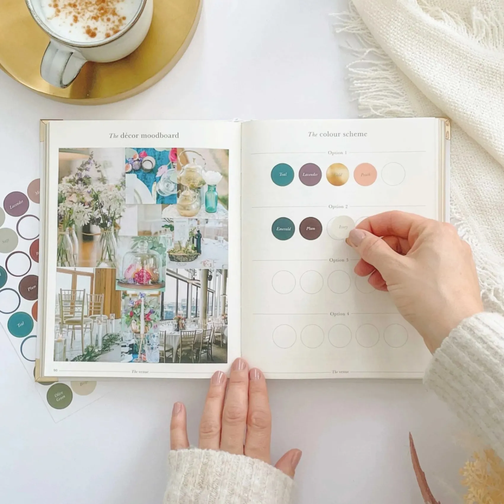 Blush & Gold Wedding Planner Books | Engagement Gifts*Eucalyptus Luxury Wedding Planner Book with Gilded Edges | L&F White/ Pale Green