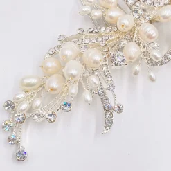 Twilight Designs Vintage Headpieces | Pearl Hair Accessories*Eugenie Vintage Freshwater Pearl and Diamante Hair Comb Ivory/ Silver