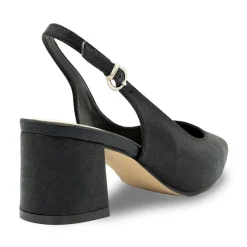 Paradox London Sparkly Prom Shoes | Low Heel Prom Shoes*Flynn Shimmer Wide Fit Low Block Heel Slingbacks Black