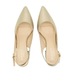 Paradox London Sparkly Prom Shoes | Gold Prom Shoes*Flynn Shimmer Wide Fit Low Block Heel Slingbacks Champagne