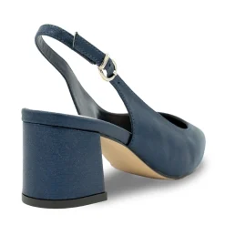 Paradox London Sparkly Prom Shoes | Low Heel Prom Shoes*Flynn Shimmer Wide Fit Low Block Heel Slingbacks Navy