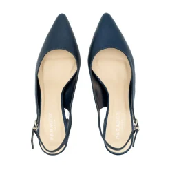 Paradox London Sparkly Prom Shoes | Low Heel Prom Shoes*Flynn Shimmer Wide Fit Low Block Heel Slingbacks Navy