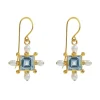 Freya Rose Something Blue Gifts | Gemstone Jewellery*Blue Topaz Cross Earrings Blue/ Gold