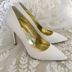 Freya Rose Wedding Shoes | High Heel*Charlie Satin Pointed Toe Court Shoes Ivory