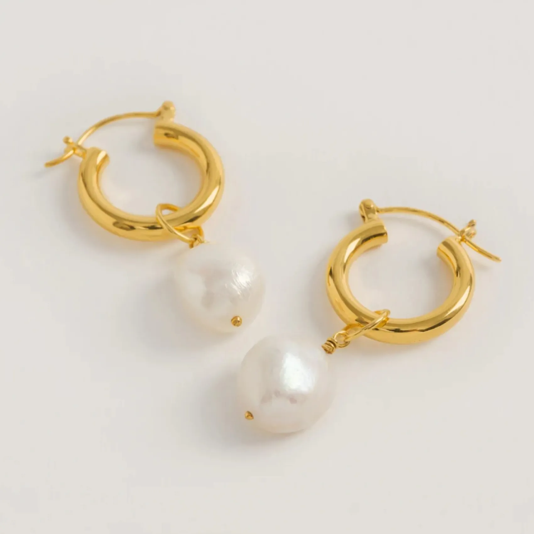 Freya Rose Pearl Jewellery | Gold Wedding Jewellery*Gold Mini Hoop Earrings with Baroque Pearls