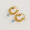 Freya Rose Something Blue Gifts | Bridesmaid Gifts*Gold Weave Mini Hoop Earrings with Topaz Crystals