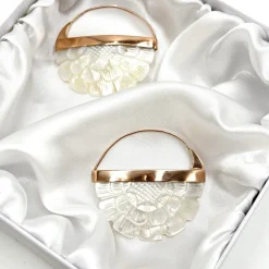Freya Rose Pearl Jewellery | Rose Gold Wedding Jewellery*Hand Carved Mother of Pearl Rose Hoop Earrings