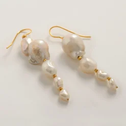 Freya Rose Pearl Jewellery | Gold Wedding Jewellery*Large Baroque Pearl Statement Gold Drop Earrings