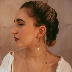 Freya Rose Pearl Jewellery | Gold Wedding Jewellery*Large Gold Hoop Earrings with Baroque Pearls