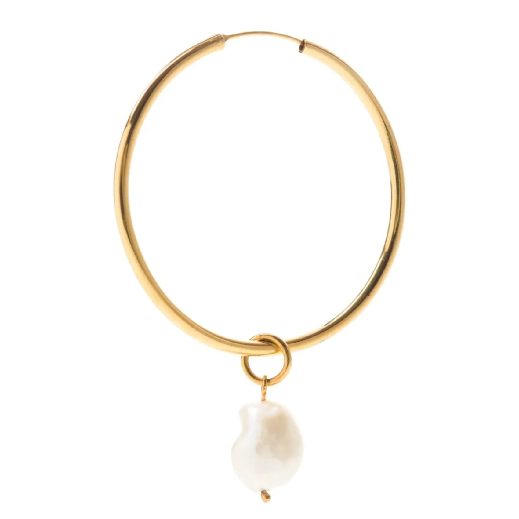 Freya Rose Pearl Jewellery | Gold Wedding Jewellery*Large Gold Hoop Earrings with Baroque Pearls