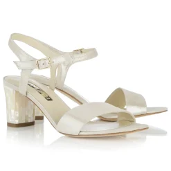 Freya Rose Wedding Guest Shoes | Mother Of The Bride Shoes*Martina Midi Suede Block Heel Sandals Champagne