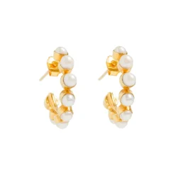 Freya Rose Bride Gifts | Pearl Jewellery*Mini Stud Pearl Gold Hoops Ivory/ Gold
