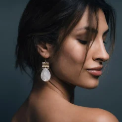 Freya Rose Pearl Jewellery | Gold Wedding Jewellery*Mother of Pearl Gold Pear Drop Earrings