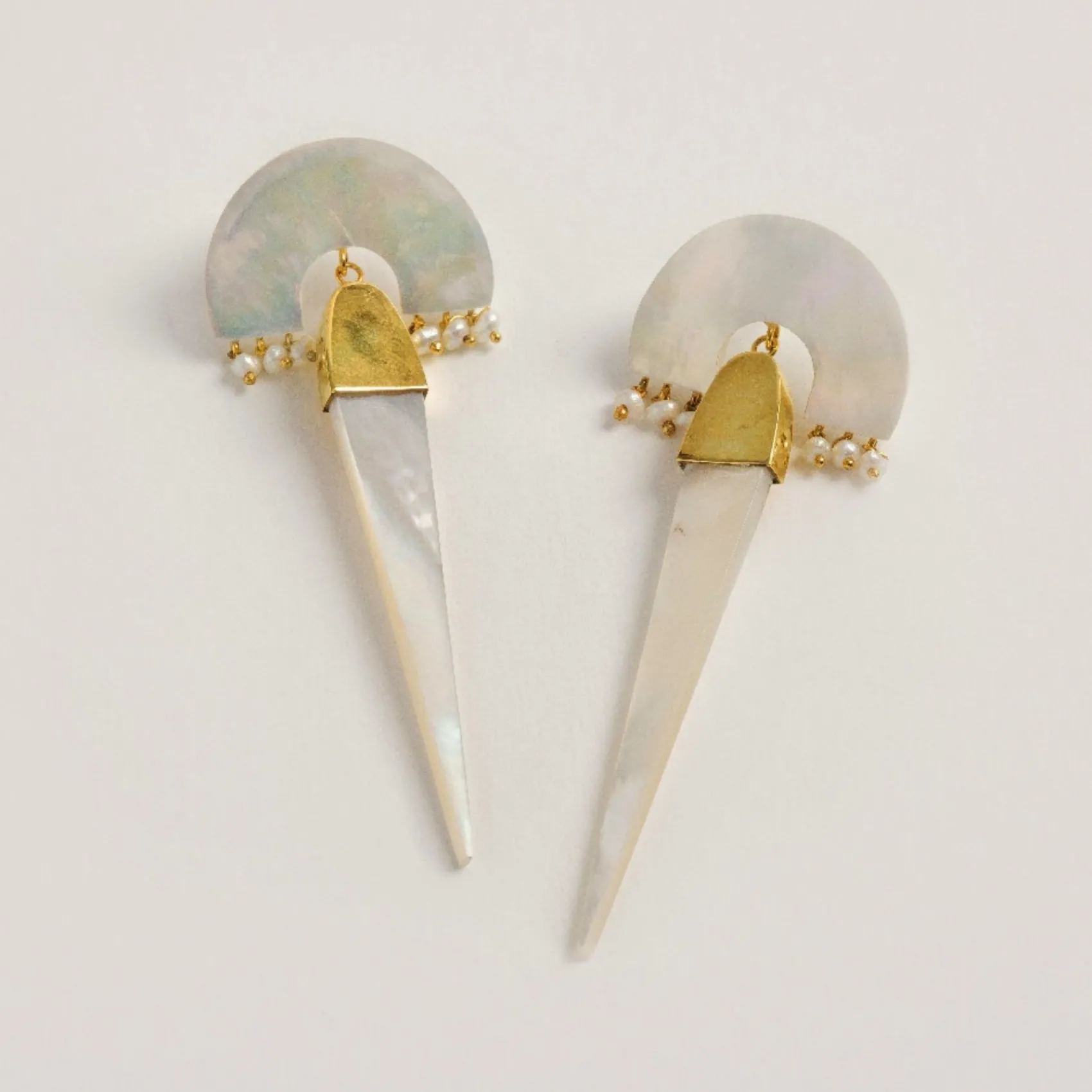 Freya Rose Pearl Jewellery | Gold Wedding Jewellery*Myla Ivory and Gold Mother of Pearl Statement Earrings