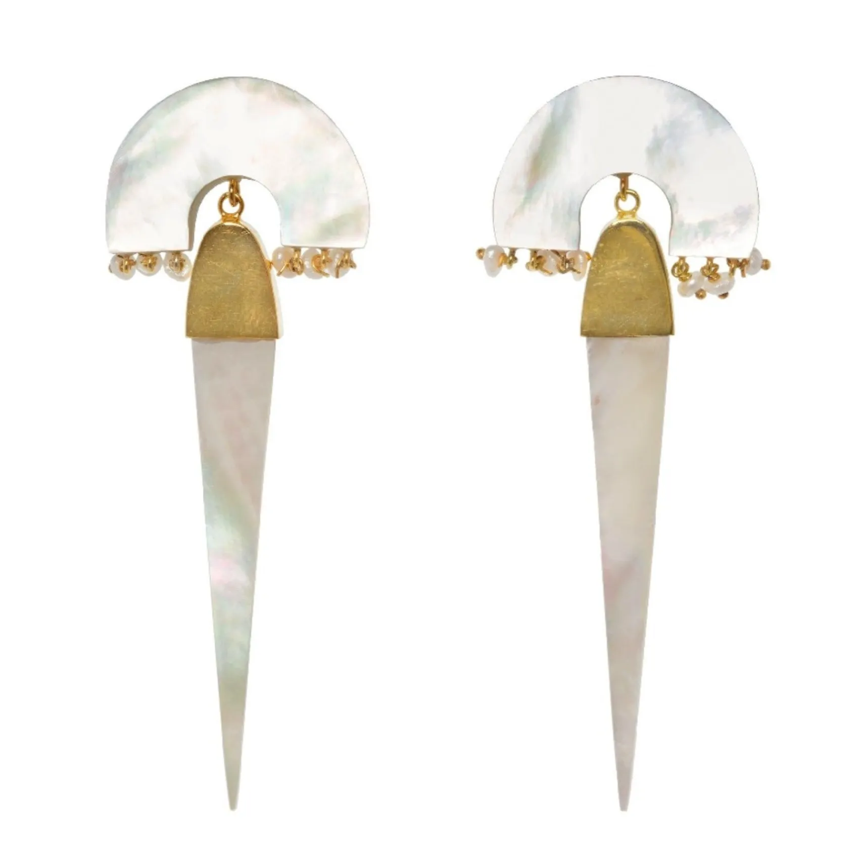 Freya Rose Pearl Jewellery | Gold Wedding Jewellery*Myla Ivory and Gold Mother of Pearl Statement Earrings
