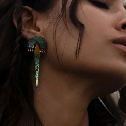 Freya Rose Pearl Jewellery | Gold Wedding Jewellery*Myla Verde Mother of Pearl Statement Earrings Green