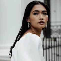 Freya Rose Crystal Jewellery | Silver Wedding Jewellery*Silver Midi Crystal Drop Earrings