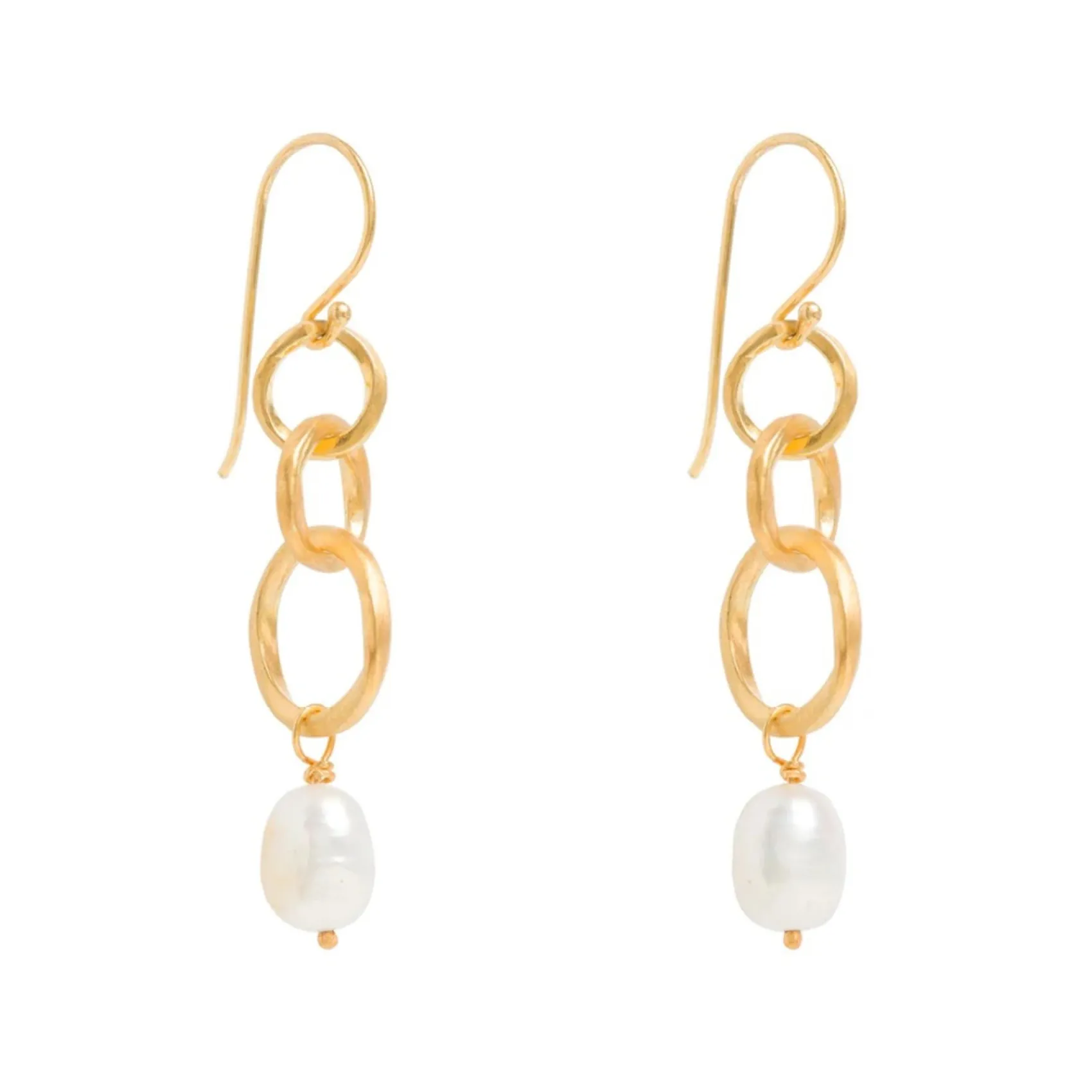 Freya Rose Pearl Jewellery | Gold Wedding Jewellery*Warrioress Gold Chain Pearl Drop Earrings Ivory/ Gold