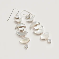 Freya Rose Pearl Jewellery | Silver Wedding Jewellery*Warrioress Silver Mother of Pearl Moon Drop Earrings Ivory/ Silver