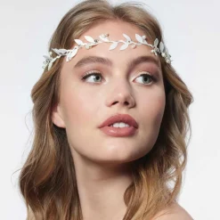Poirier Silver Hair Accessories | Bridesmaid Hair Accessories*Gaia Leaf Bridal Boho Headband Silver