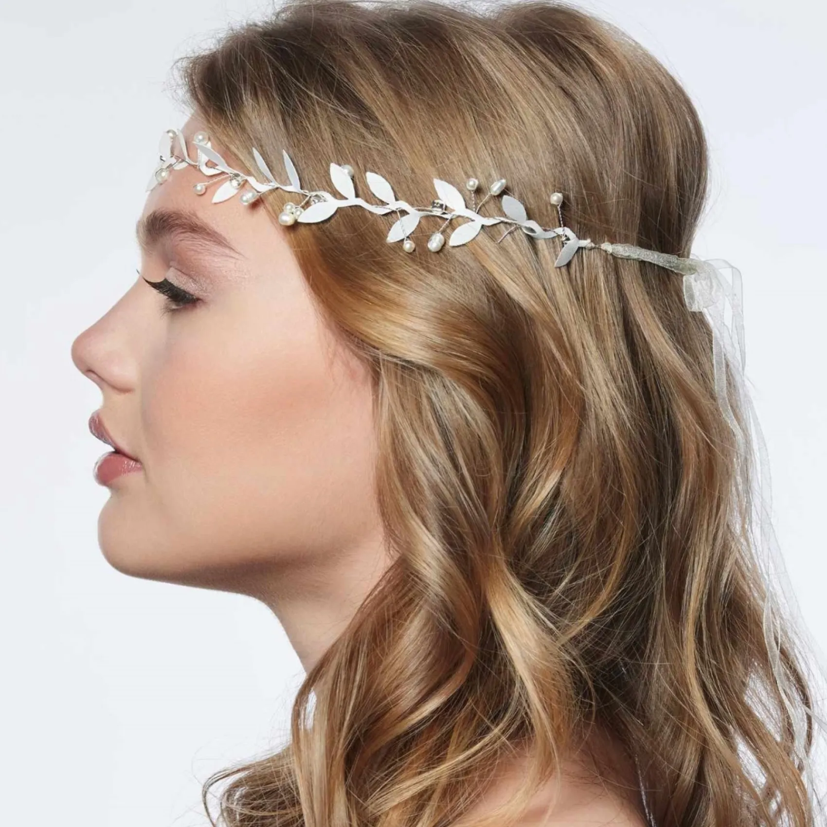Poirier Silver Hair Accessories | Bridesmaid Hair Accessories*Gaia Leaf Bridal Boho Headband Silver