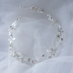 Twilight Designs Crystal Hair Accessories | Silver Hair Accessories*Gardenia Entwined Beaded and Crystal Floral Hair Vine Silver