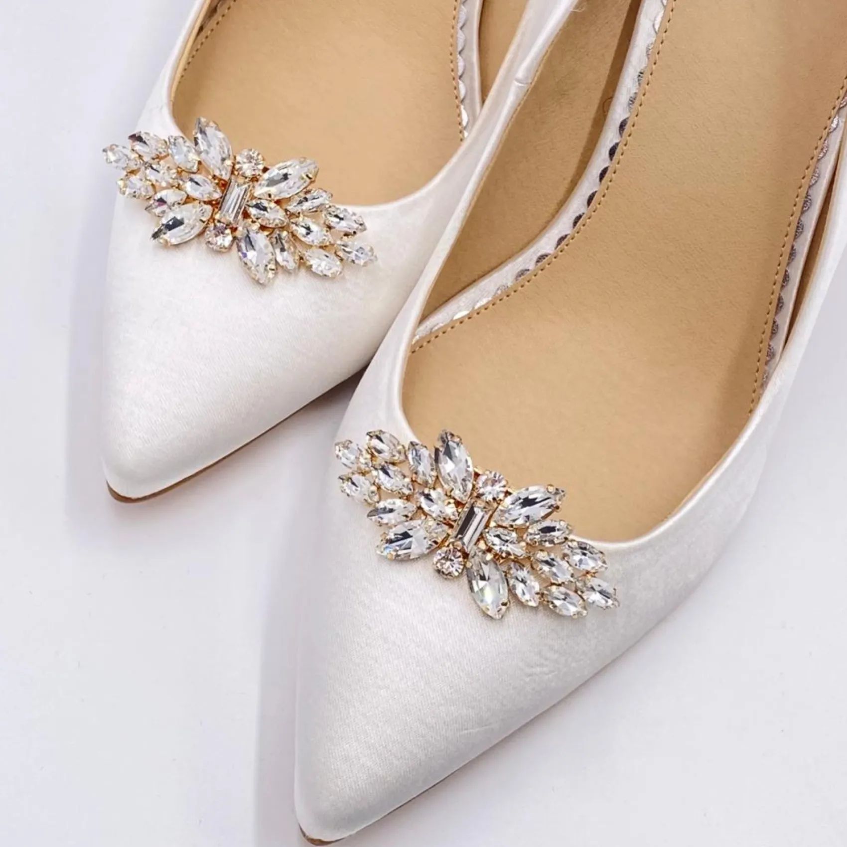 Lace & Favour Bride Gifts | Shoe Jewellery*Glamour Classic Crystal Shoe Clips Gold