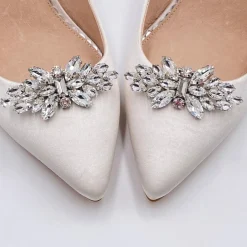 Lace & Favour Bride Gifts | Shoe Jewellery*Glamour Silver Classic Crystal Shoe Clips