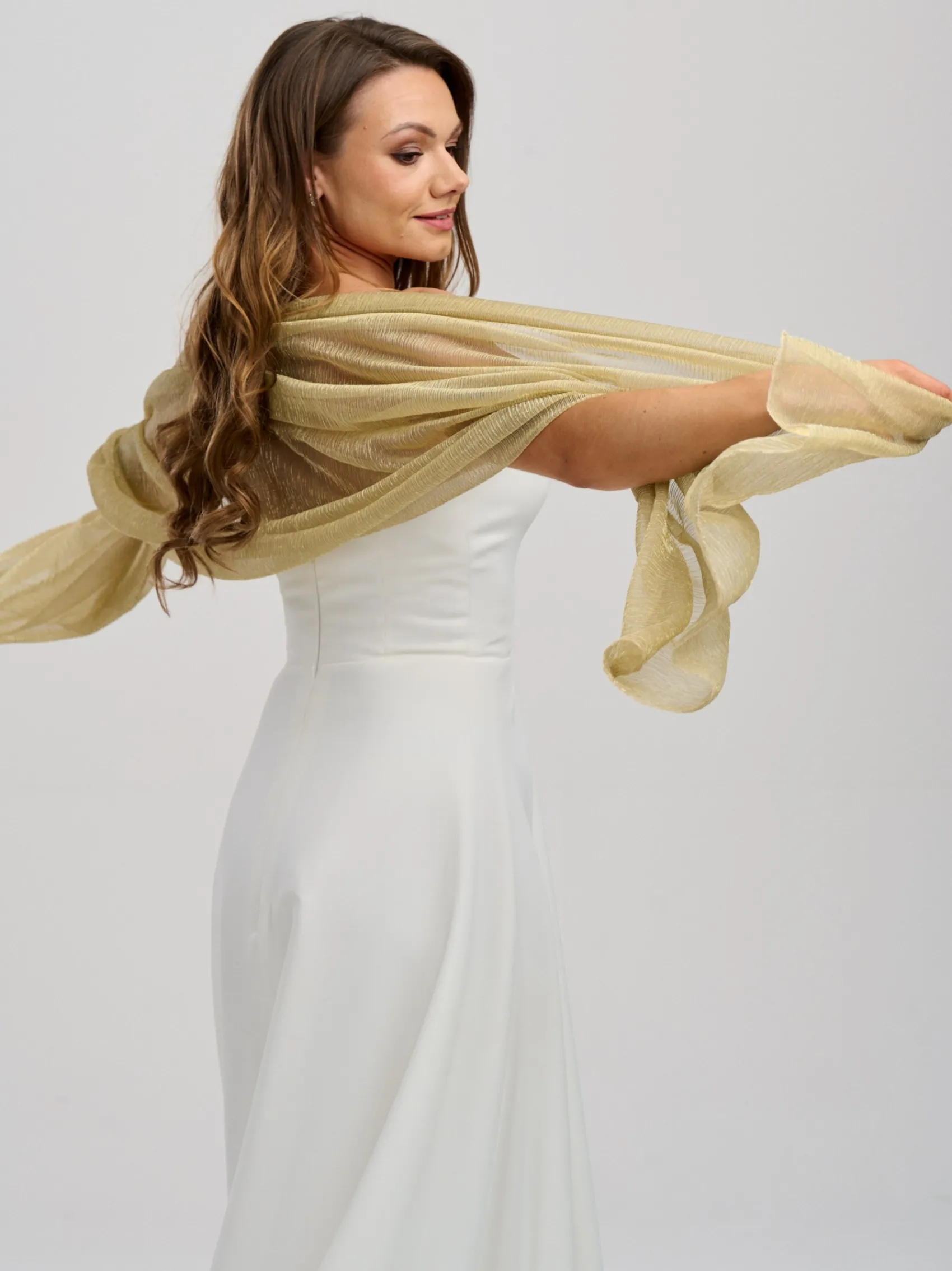 Poirier Wedding Capes & Wraps | Wedding Guest Jackets & Cover Ups*Metallic Wedding Shawl Gold
