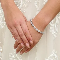 Lace & Favour Silver Prom Jewellery | Prom Bracelets*Grosvenor Oval Crystal Embellished Wedding Bracelet Silver