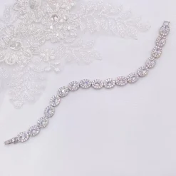 Lace & Favour Silver Prom Jewellery | Prom Bracelets*Grosvenor Oval Crystal Embellished Wedding Bracelet Silver