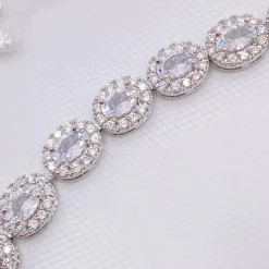 Lace & Favour Silver Prom Jewellery | Prom Bracelets*Grosvenor Oval Crystal Embellished Wedding Bracelet Silver