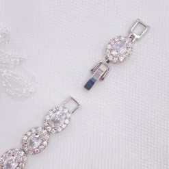 Lace & Favour Silver Prom Jewellery | Prom Bracelets*Grosvenor Oval Crystal Embellished Wedding Bracelet Silver
