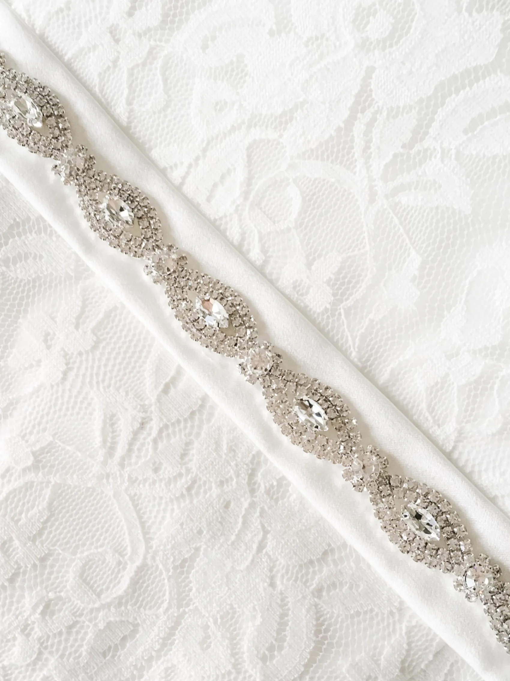 Beads & Beyond Wedding Dress Belts*Hadley Narrow Oval Diamante Bridal Belt