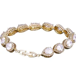 Lace & Favour Gold Prom Jewellery | Prom Bracelets*Hampton Teardrop Cubic Zirconia Wedding Bracelet Gold