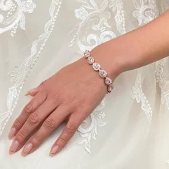 Lace & Favour Bride Gifts | Crystal Jewellery*Hampton Teardrop Cubic Zirconia Wedding Bracelet Rose Gold