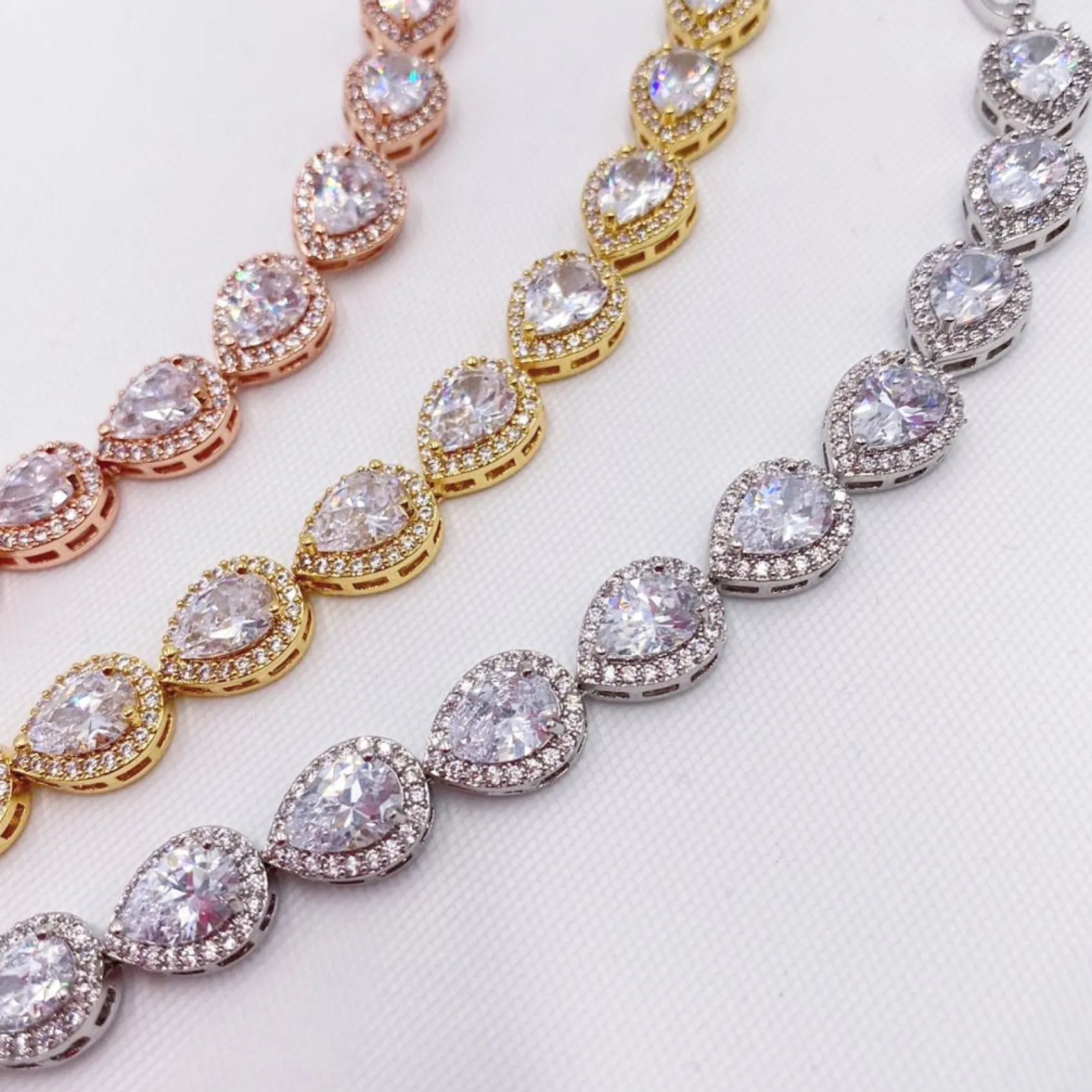 Lace & Favour Silver Prom Jewellery | Prom Bracelets*Hampton Teardrop Cubic Zirconia Wedding Bracelet Silver