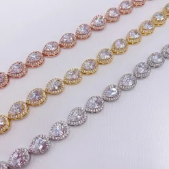 Lace & Favour Bride Gifts | Crystal Jewellery*Hampton Teardrop Cubic Zirconia Wedding Bracelet Rose Gold