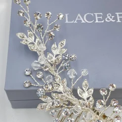 Twilight Designs Prom Hair Clips & Combs | Crystal Hair Accessories*Harley Diamante and Crystal Leaves Wedding Hair Comb Ivory/ Silver